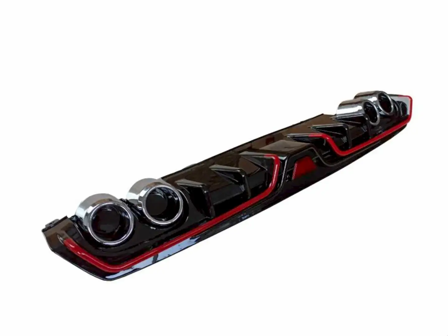 CIVIC FC5 2016-2020 IÇIN UYUMLU DIFUZOR 4 EGZOZ PIANO BLACK KIRMIZI SERITLI